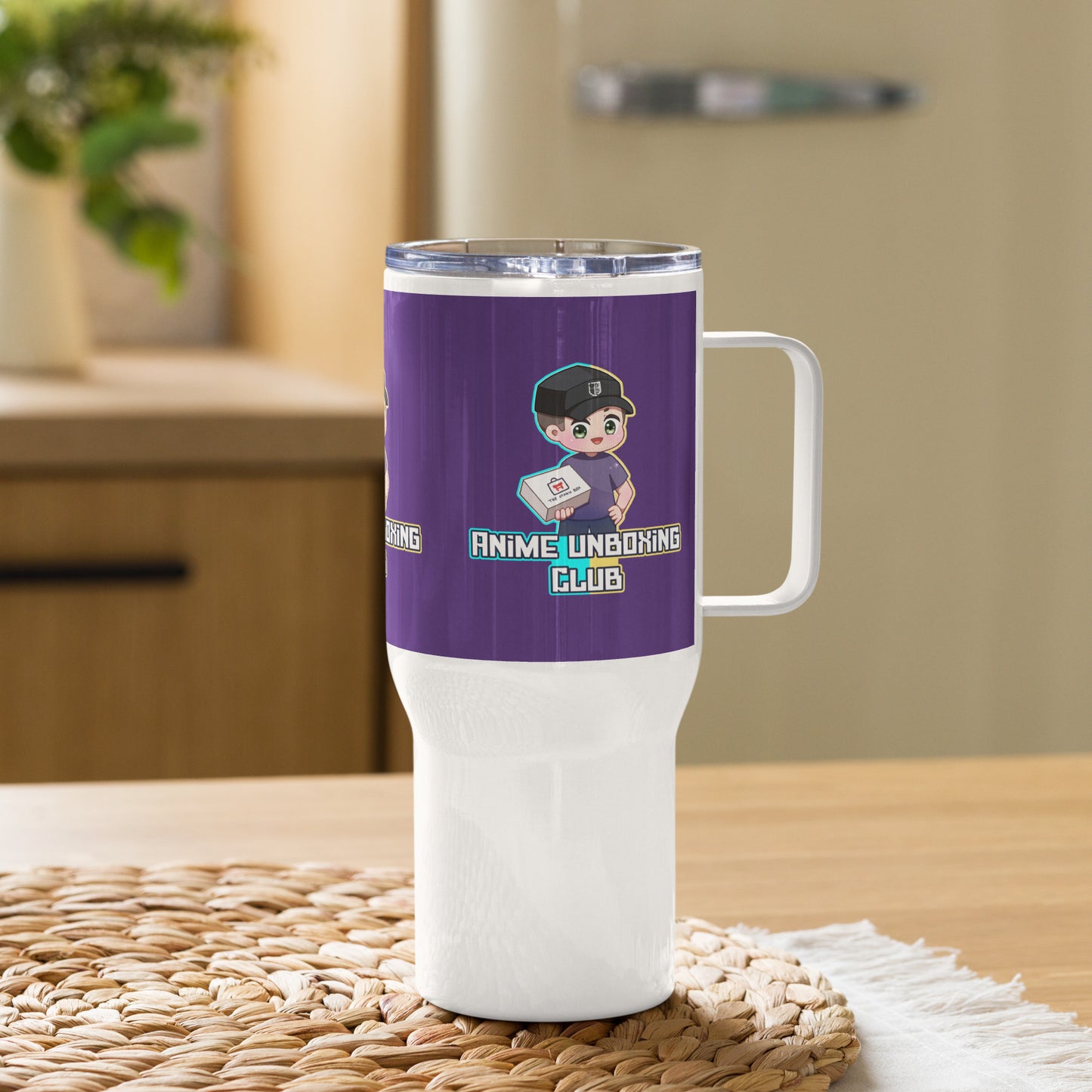 Anime Unboxing Club Travel mug with a handle